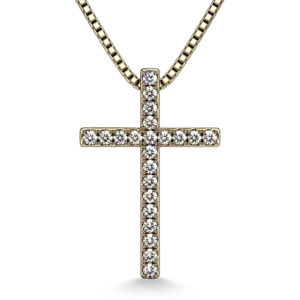 Colar com Pingente de Cruz Cravejada