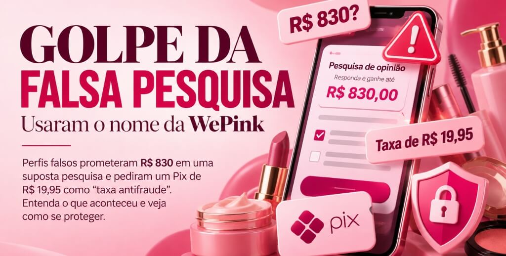 Golpe com nome da WePink promete R$ 830 por pesquisa entenda a fraude e saiba como se proteger