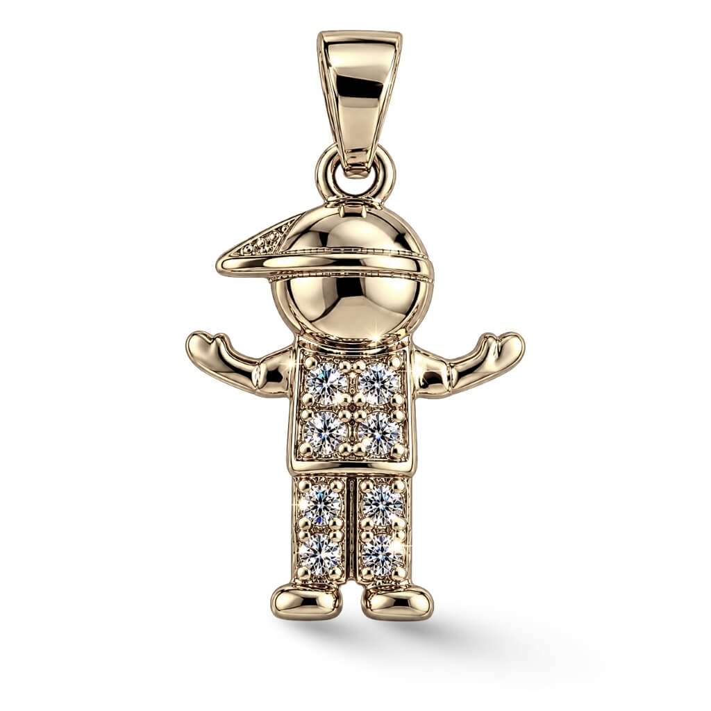 Pingente Mini Menino com Boné e Zircônias